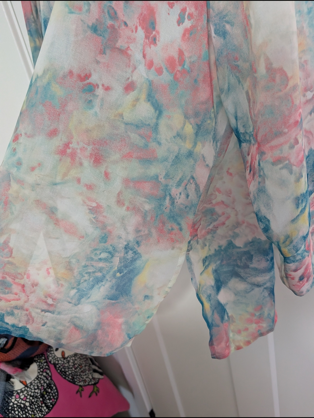 Womans 2X Multicolor Watercolor Button-Up Blouse - Picture 3 of 6